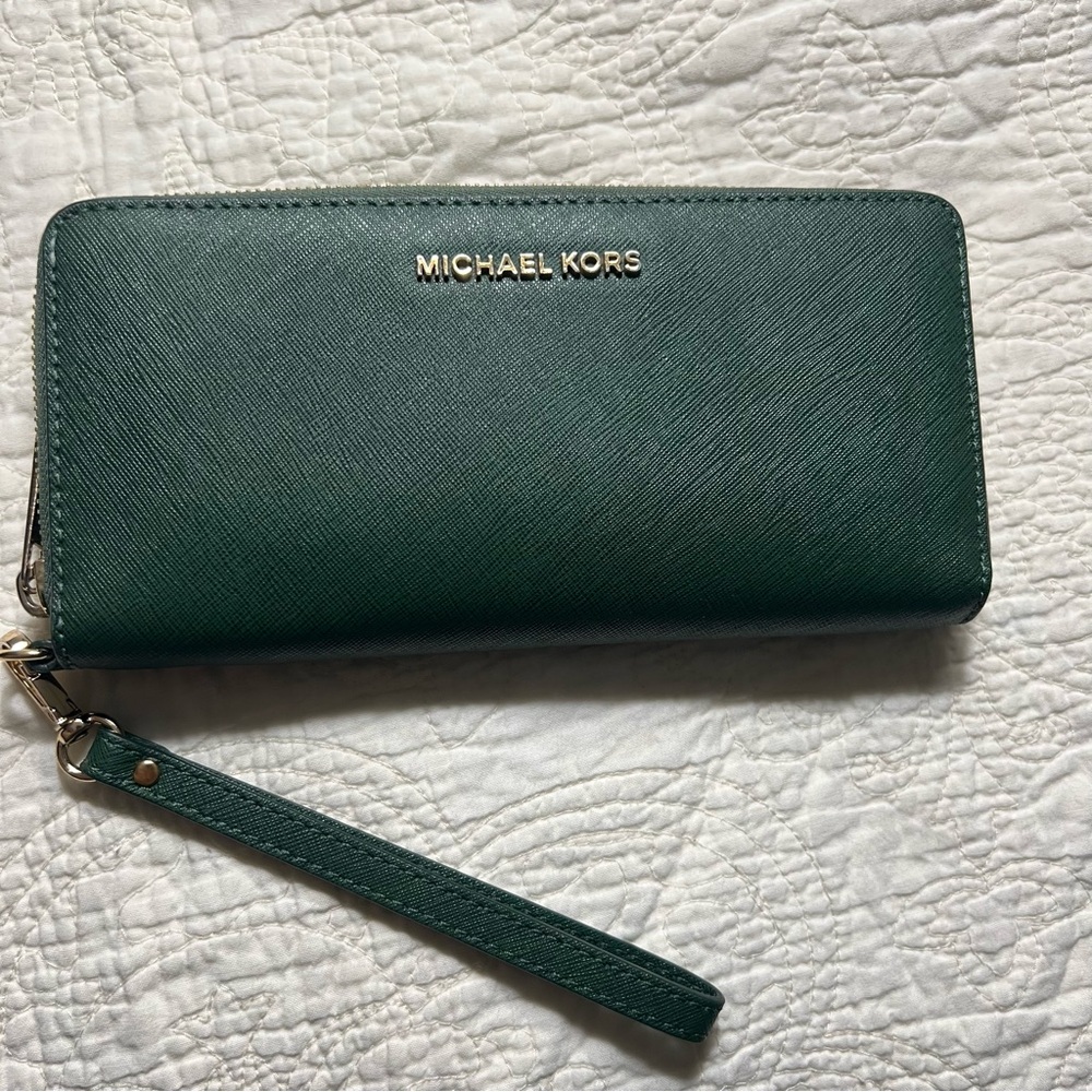 Michael Kors Sage Green Saffiano Leather Pouch